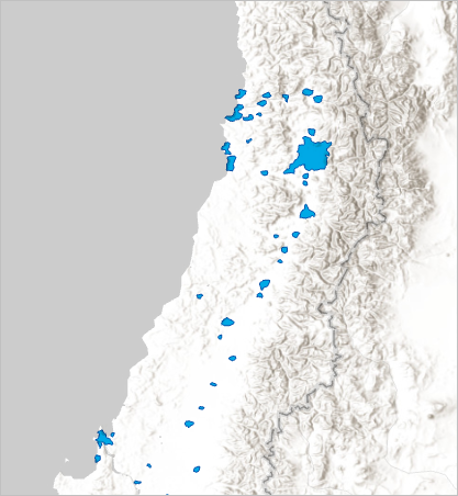 Map of urban areas in Chile