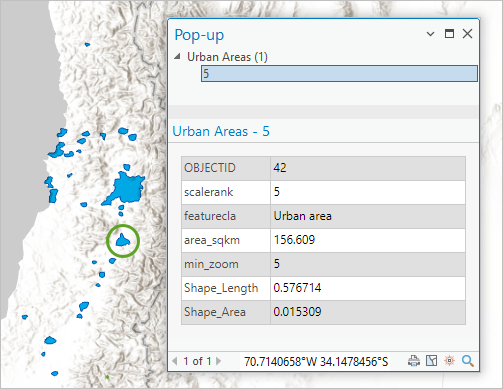 Pop-up for urban area polygon feature