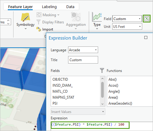 Expression Builder pane with expression