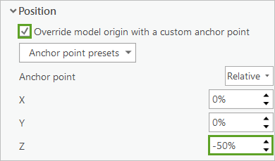 Parameters for Position section in Symbology pane