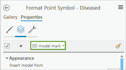 3D model marker selected