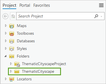 ThematicCityscape folder connected to Folders in Catalog pane