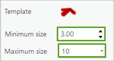 Pane showing Minimum size of 3 and Maximum size of 10