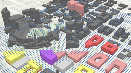 Dots representing air flow points