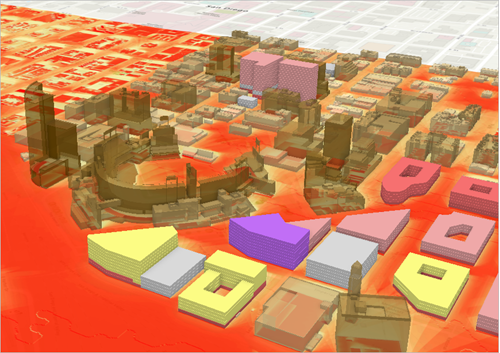 A 3D view of solar radiation in downtown San Diego