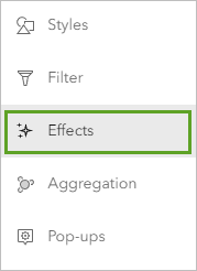 Effects on the Settings toolbar