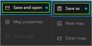 Save as in the Save and open menu