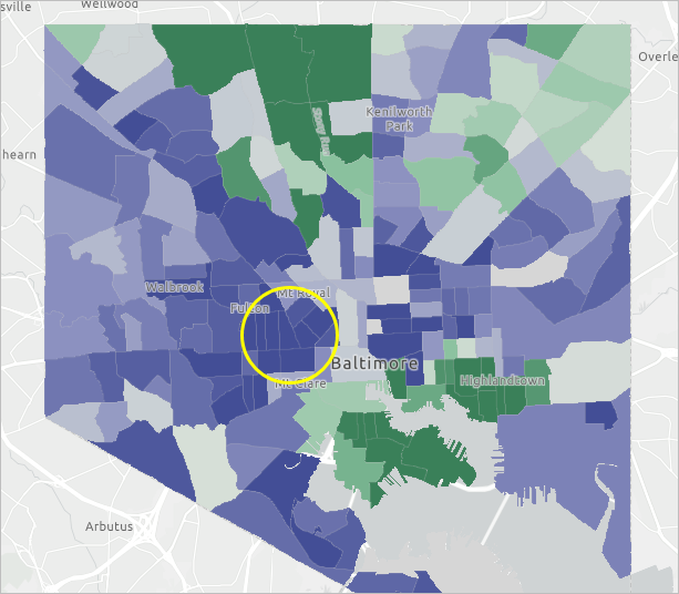 Harlem Park area in Baltimore