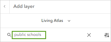 Search public schools in the Add layer pane