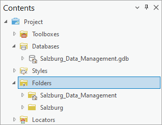 Contents pane with Folders collection expanded