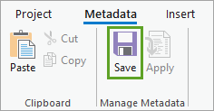Save button in the Manage Metadata group