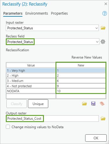 Reclassify parameters