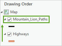 Mountain_Lion_Paths layer dragged above the Highways layer