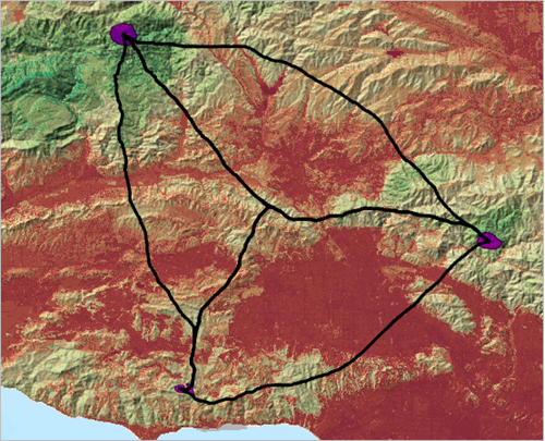 Mountain_Lion_Paths_Neighbors layer with the new symbology