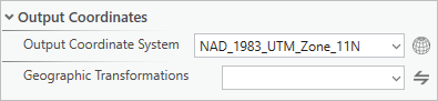 Output coordinate system set to NAD 1983 UTM Zone 11N