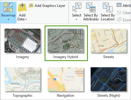 Imagery Hybrid basemap option