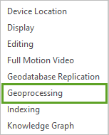 Geoprocessing tab