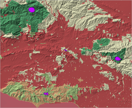 Protected_Status_Cost overlayed over Hillshade