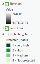 Elevation layer off and Land Cover layer on