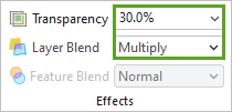 Transparency set to 30% and Layer Blend set to Multiply