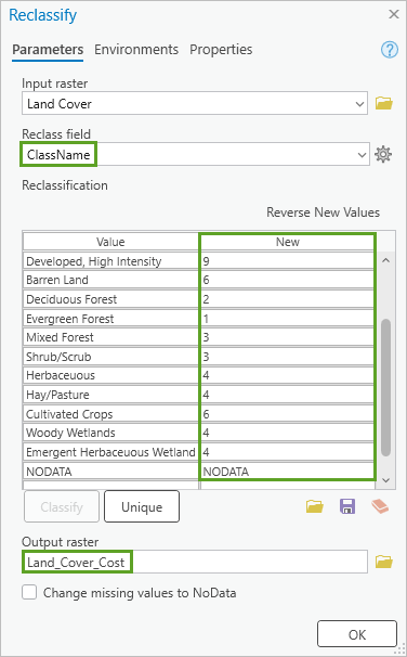 Reclassify parameters