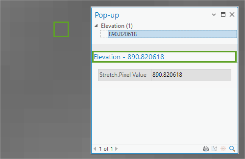 Informational pop-up showing an elevation value of 890.8 meters