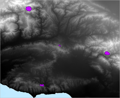 Elevation layer displayed on the map