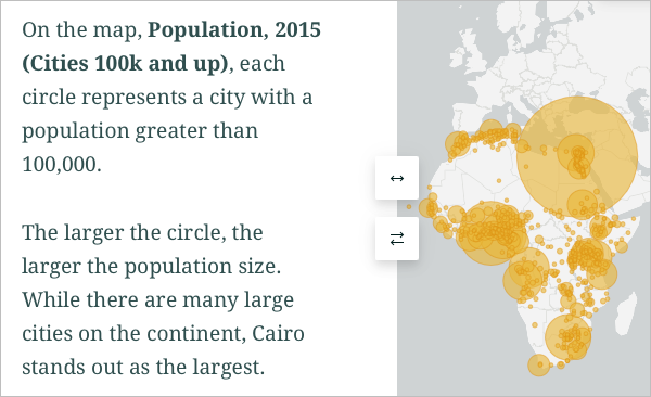 City population map with example narrative text