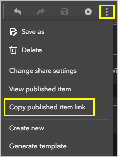 Copy published item link option