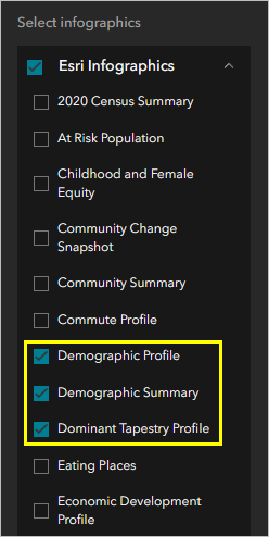 Select infographics parameters