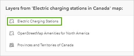 Electric Charging Stations in the Select a layer window