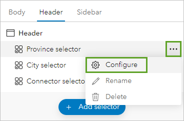 Configure in the options menu