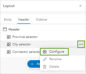 Configure in the options menu