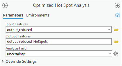 Optimized Hot Spot Analysis tool parameters