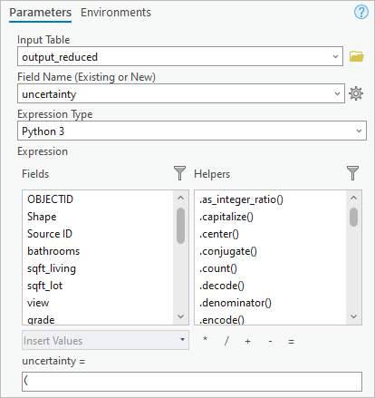 Parameters for Calculate Field tool