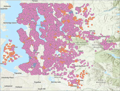 GWR relationship between grade and sqft_living map