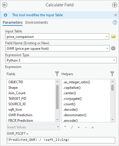 Calculate Field parameters