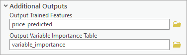 Additional Outputs section