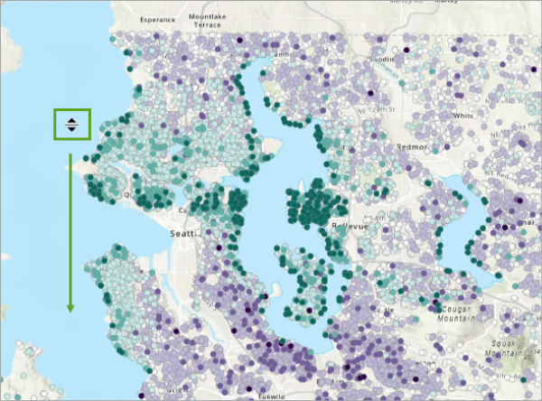 Drag the Swipe tool across the map