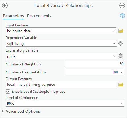 Local Bivariate Relationship tool