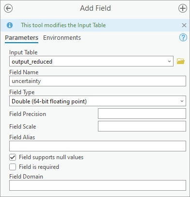 Add Field tool parameters