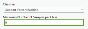 Settings for Classifier and Maximum Number of Samples per Class