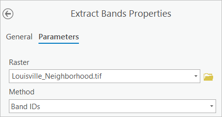 Extract Bands Raster and Method parameters