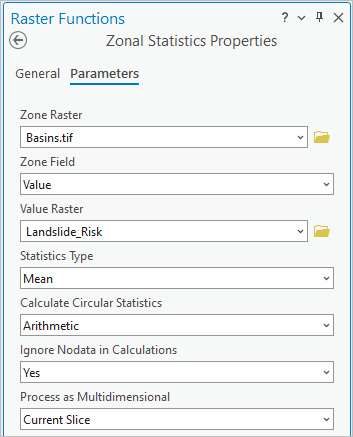 Zonal Statistics Properties