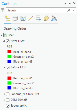 Contents pane with reordered layers