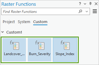 Selected raster function templates