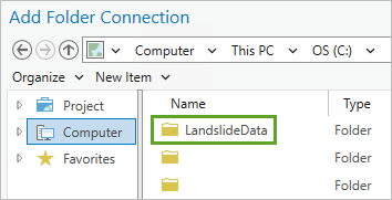 Select the LandslideData folder.