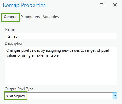 Output Pixel Type parameter