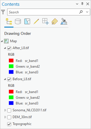 Contents pane with reordered layer
