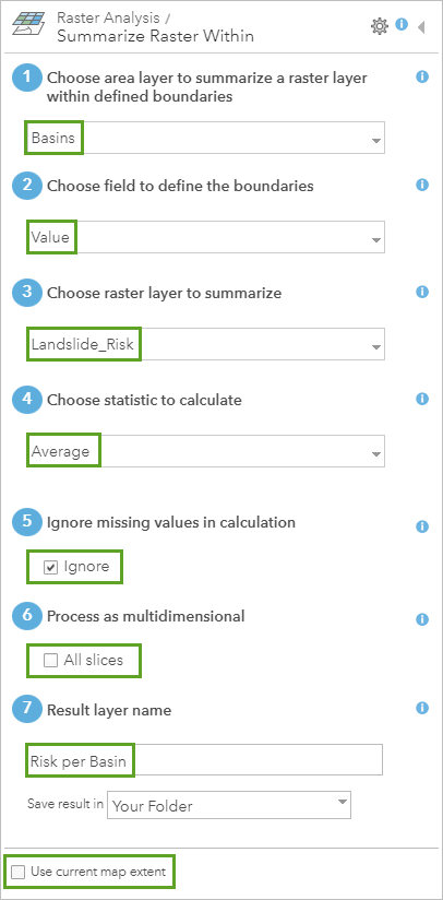 Summarize Raster Within tool